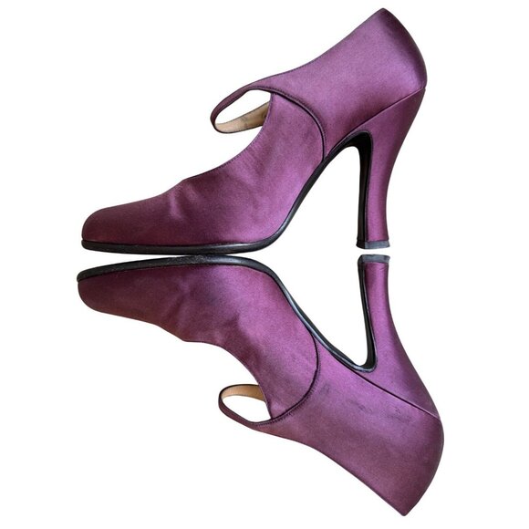 Prada Mary Jane 38 Heels Purple Satin Silk Vintage 1994 - Picture 8 of 14